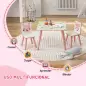 Set de Mesa y 2 Sillas Conjunto de Muebles Infantiles de 3 Piezas para Niños de +3 Años con Estampado Animales y Rosa