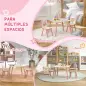 Set de Mesa y 2 Sillas Conjunto de Muebles Infantiles de 3 Piezas para Niños de +3 Años con Estampado Animales y Rosa