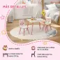 Set de Mesa y 2 Sillas Conjunto de Muebles Infantiles de 3 Piezas para Niños de +3 Años con Estampado Animales y Rosa