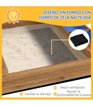 Arenero Infantil con Toldo 6 Banderines 2 Bandejas Grifo y Pizarra en Forma de Casa para Patio 124x116x146 cm Marrón