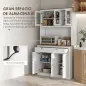 Armario de Cocina con 3 Puertas de Vidrio Compartimento Abierto 2 Cajones y Estantes Ajustables 100x40x180 cm Blanco