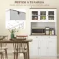 Armario de Cocina con 3 Puertas de Vidrio Compartimento Abierto 2 Cajones y Estantes Ajustables 100x40x180 cm Blanco