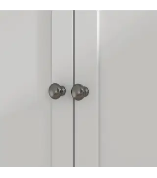 Armario de Cocina con 3 Puertas de Vidrio Compartimento Abierto 2 Cajones y Estantes Ajustables 100x40x180 cm Blanco