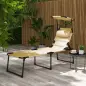 Tumbona de Jardín con Toldo Ajustable Respaldo Regulable en 4 Niveles Reposacabezas para Terraza 70x200x45 cm Crema