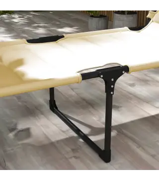 Tumbona de Jardín con Toldo Ajustable Respaldo Regulable en 4 Niveles Reposacabezas para Terraza 70x200x45 cm Crema