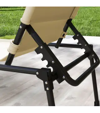 Tumbona de Jardín con Toldo Ajustable Respaldo Regulable en 4 Niveles Reposacabezas para Terraza 70x200x45 cm Crema