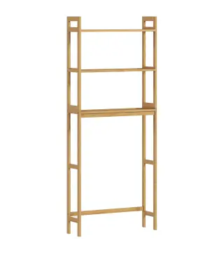 Mueble sobre Inodoro con 3 Estantes y Alfombrillas Antideslizantes 68x20x165 cm Natural