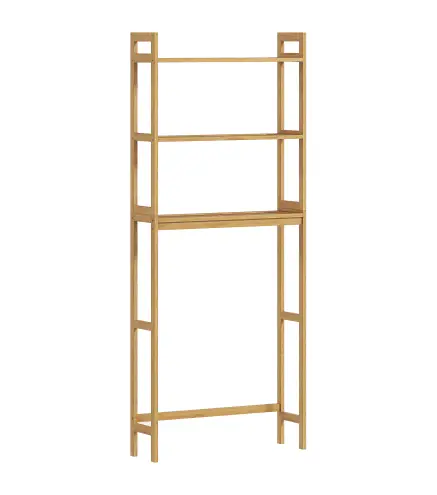 Mueble sobre Inodoro con 3 Estantes y Alfombrillas Antideslizantes 68x20x165 cm Natural