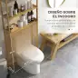 Mueble sobre Inodoro con 3 Estantes y Alfombrillas Antideslizantes 68x20x165 cm Natural