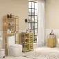 Mueble sobre Inodoro con 3 Estantes y Alfombrillas Antideslizantes 68x20x165 cm Natural