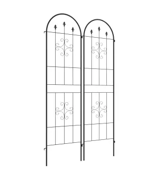 Juego de 2 Enrejados de Jardín Soportes para Enredaderas de Acero para Flores Plantas en Patio 50x180 cm Negro