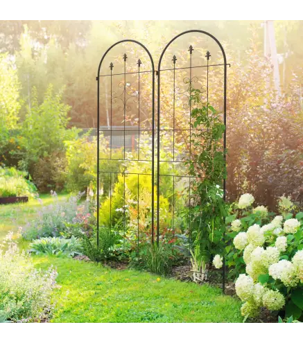 Juego de 2 Enrejados de Jardín Soportes para Enredaderas de Acero para Flores Plantas en Patio 50x180 cm Negro
