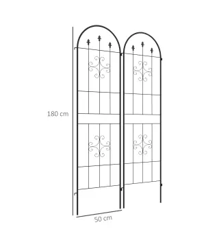 Juego de 2 Enrejados de Jardín Soportes para Enredaderas de Acero para Flores Plantas en Patio 50x180 cm Negro