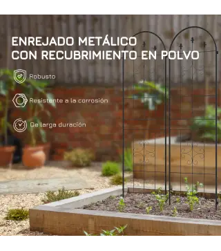 Juego de 2 Enrejados de Jardín Soportes para Enredaderas de Acero para Flores Plantas en Patio 50x180 cm Negro