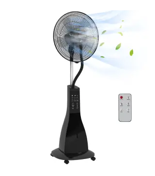 Ventilador Nebulizador de 3 Velocidades con Temporizador 3 Modos y Ruedas Depósito 3L 44,5x38,5x120 cm Negro