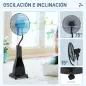 Ventilador Nebulizador de 3 Velocidades con Temporizador 3 Modos y Ruedas Depósito 3L 44,5x38,5x120 cm Negro