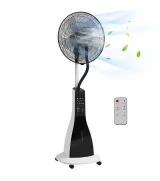 Ventilador Nebulizador de 3 Velocidades con Temporizador 3 Modos y Ruedas Depósito 3L 44,5x38,5x120 cm Negro y Blanco