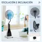 Ventilador Nebulizador de 3 Velocidades con Temporizador 3 Modos y Ruedas Depósito 3L 44,5x38,5x120 cm Negro y Blanco