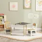 Juego de Mesa con Sillas para Niños 2 en 1 con Pizarra Cajones de Tela y Espacio de Almacenamiento Blanco y Natural