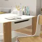 Juego de Mesa con Sillas para Niños 2 en 1 con Pizarra Cajones de Tela y Espacio de Almacenamiento Blanco y Natural