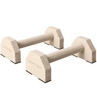 Barras Paralelas de Madera con Alfombra Antideslizante para Entrenamiento en Gimnasio Hogar 30x13x10 cm Natural