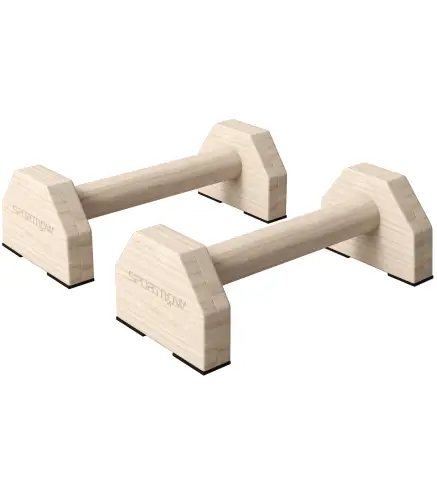 Barras Paralelas de Madera con Alfombra Antideslizante para Entrenamiento en Gimnasio Hogar 30x13x10 cm Natural