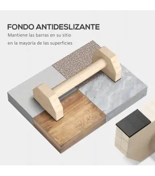 Barras Paralelas de Madera con Alfombra Antideslizante para Entrenamiento en Gimnasio Hogar 30x13x10 cm Natural