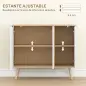 Mueble Buffet Auxiliar con Estantes Ajustables 3 Puertas Carga 50 kg 91,5x35x77,4 cm Blanco y Natural
