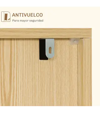 Mueble Buffet Auxiliar con Estantes Ajustables 3 Puertas Carga 50 kg 91,5x35x77,4 cm Blanco y Natural