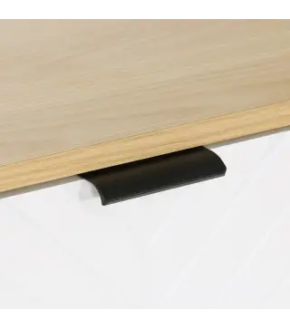 Mueble Buffet Auxiliar con Estantes Ajustables 3 Puertas Carga 50 kg 91,5x35x77,4 cm Blanco y Natural