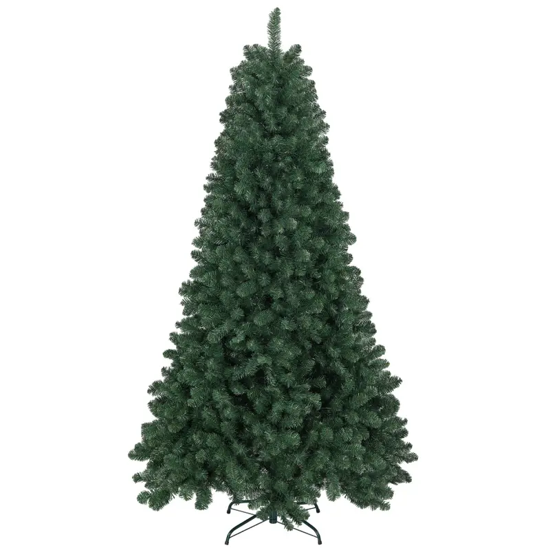 Árbol de Navidad Artificial 213 cm con 1064 Ramas de Alambre de Memoria y Base Plegable Árbol de Navideño Verde