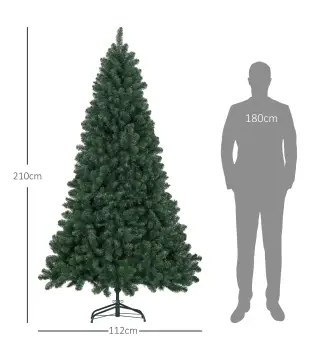Árbol de Navidad Artificial 213 cm con 1064 Ramas de Alambre de Memoria y Base Plegable Árbol de Navideño Verde