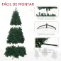 Árbol de Navidad Artificial 213 cm con 1064 Ramas de Alambre de Memoria y Base Plegable Árbol de Navideño Verde