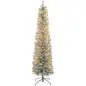 Árbol de Navidad Artificial Nevado 210 cm con 180 Luces LED 405 Ramas y Patas de Metal para Salón Verde y Blanco