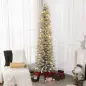 Árbol de Navidad Artificial Nevado 210 cm con 180 Luces LED 405 Ramas y Patas de Metal para Salón Verde y Blanco