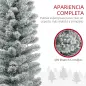 Árbol de Navidad Artificial Nevado 210 cm con 180 Luces LED 405 Ramas y Patas de Metal para Salón Verde y Blanco