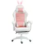 Silla Gaming Profesional de Cuero PU con Altura Ajustable Inclinable 135° Reposacabezas 65x63x136-142 cm Rosa y Blanco