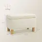 Baúl de Almacenaje para Dormitorio 33L Tapizado en PU Banco de Almacenaje con Patas de Madera 60x38x40 cm Crema