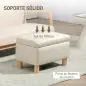Baúl de Almacenaje para Dormitorio 33L Tapizado en PU Banco de Almacenaje con Patas de Madera 60x38x40 cm Crema