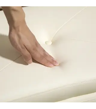 Baúl de Almacenaje para Dormitorio 33L Tapizado en PU Banco de Almacenaje con Patas de Madera 60x38x40 cm Crema