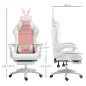 Silla Gaming Profesional de Cuero PU con Altura Ajustable Inclinable 135° Reposacabezas 65x63x136-142 cm Rosa y Blanco