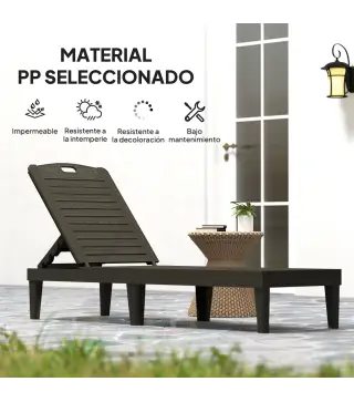 Pack de 2 Tumbonas de Jardín Exterior Tumbonas Reclinables de PP Respaldo Ajustable Resistentes a la Intemperie Negro