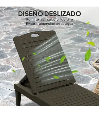Pack de 2 Tumbonas de Jardín Exterior Tumbonas Reclinables de PP Respaldo Ajustable Resistentes a la Intemperie Negro