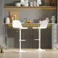 Conjunto 2 Taburetes Altos Ajustables 360° con Respaldo y Reposapiés para Cocina Bar o Comedor 40,5x44x84-104 cm Blanco