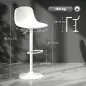 Conjunto 2 Taburetes Altos Ajustables 360° con Respaldo y Reposapiés para Cocina Bar o Comedor 40,5x44x84-104 cm Blanco