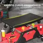 Taburete de Taller Giratorio con Ruedas Altura Ajustable 2 Bandejas Portavasos y Cajón Carga 135 kg para Garaje Rojo