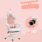 Silla Gaming Profesional de Cuero PU con Altura Ajustable Inclinable 135° Reposacabezas 65x63x136-142 cm Rosa y Blanco