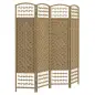 Biombo Separador de Ambientes de 4 Paneles Plegable de Cuerda de Papel 160x170cm Decoración para Dormitorio Natural