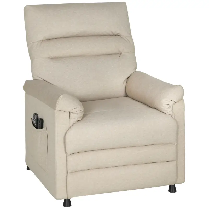 Sillón Relax Reclinable Eléctrico con Calor Lumbar Masaje Vibración Motor Silencioso Función de Memoria Beige