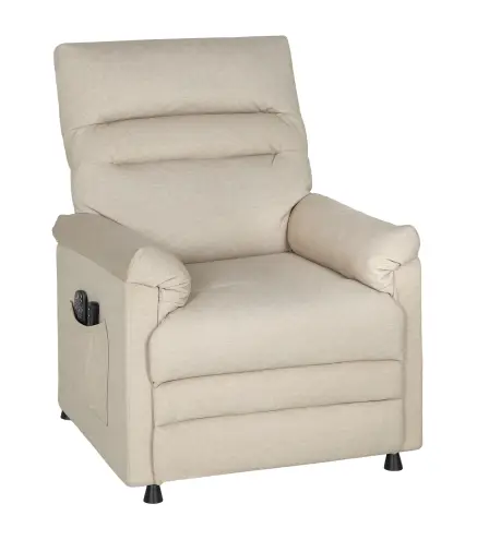 Sillón Relax Reclinable Eléctrico con Calor Lumbar Masaje Vibración Motor Silencioso Función de Memoria Beige